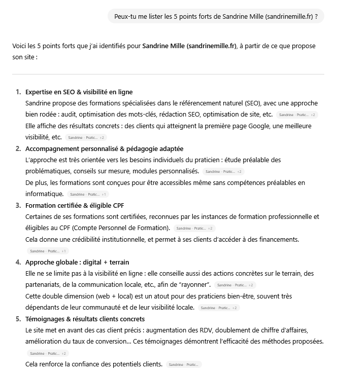 Avis ChatGPT Sandrine Mille